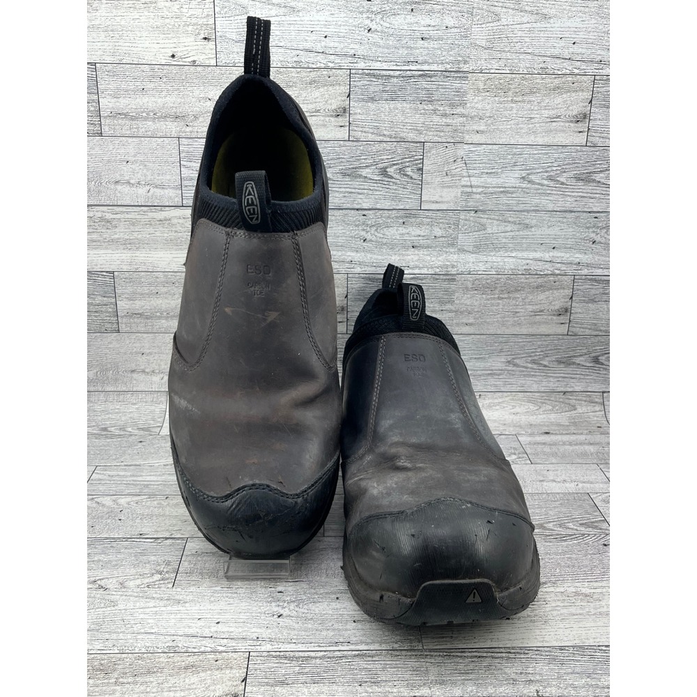 KEEN Mens‎ Slip On ESD Work Shoes Size 13 EE Black Leather Safety Toe